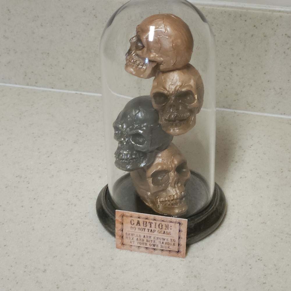 Stacked Skull Sculpture in Bronze and Gray